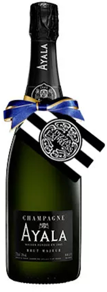 Ayala Champagne bottle branded with a printed gift tag