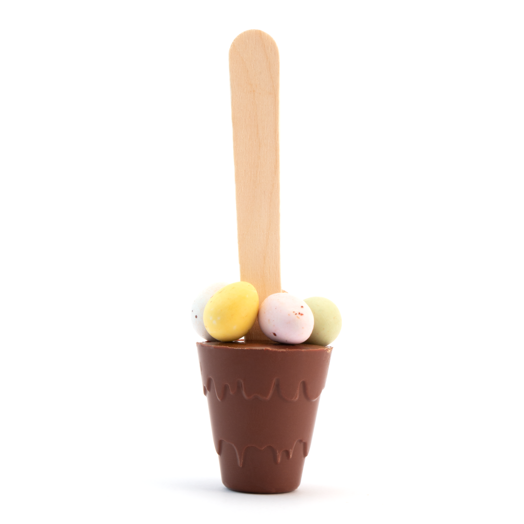 hot chocolate spoon with speckled eggs