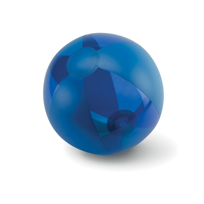 blue beach ball with transparent and solid panels