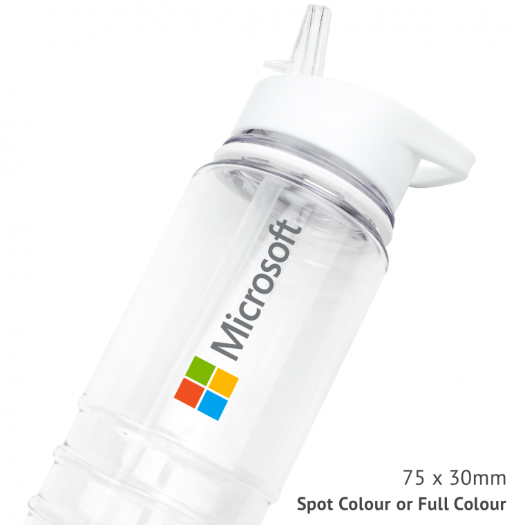 white hydra bottle with spot colour print