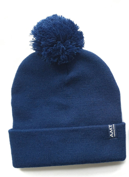 navy beanie hat with pom pom 