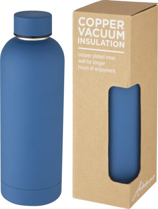 Tech Blue thermal bottle next to gift