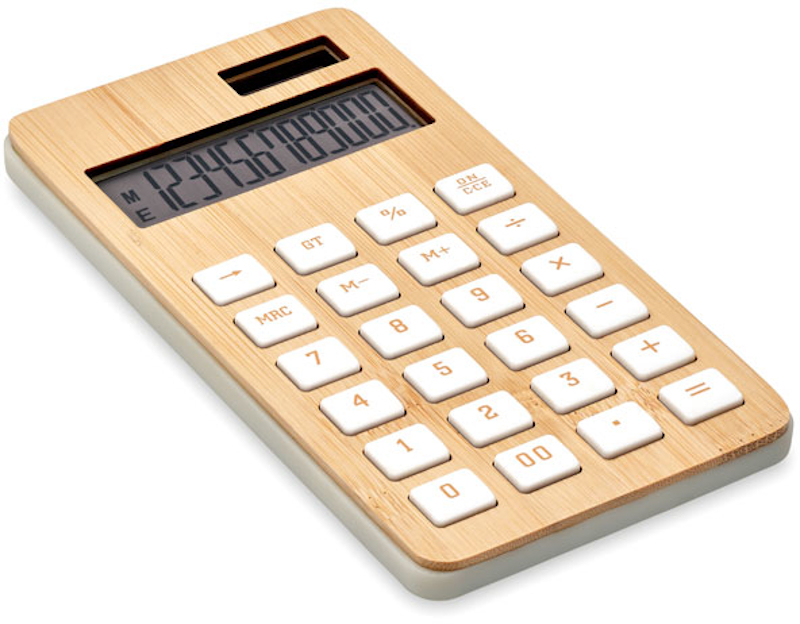 Bamboo calculator angled view