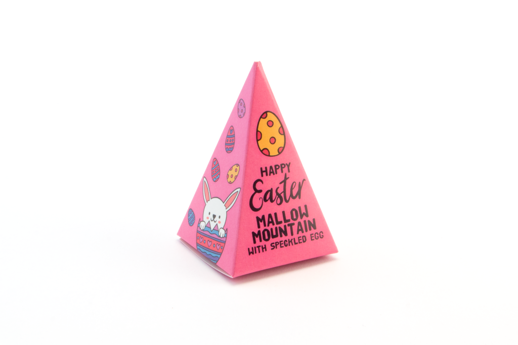 eco pyramid box showing pink branding