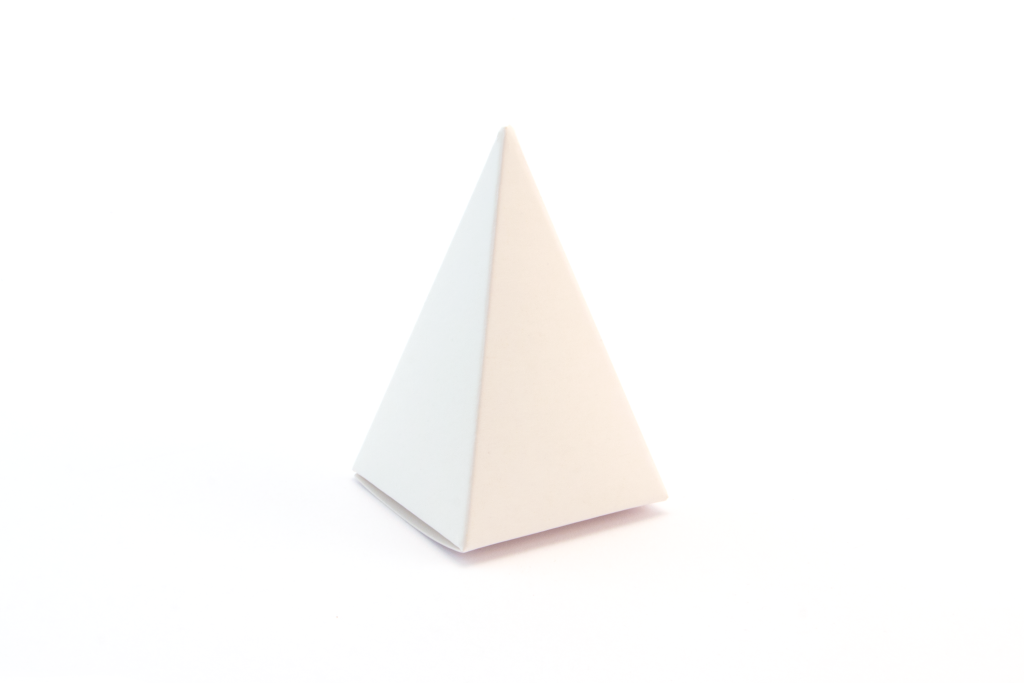unbranded plain eco pyramid box showing branding opportunities