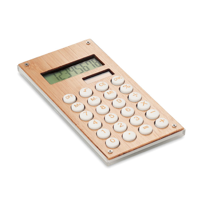 Bamboo wood calculator with 8 buttons