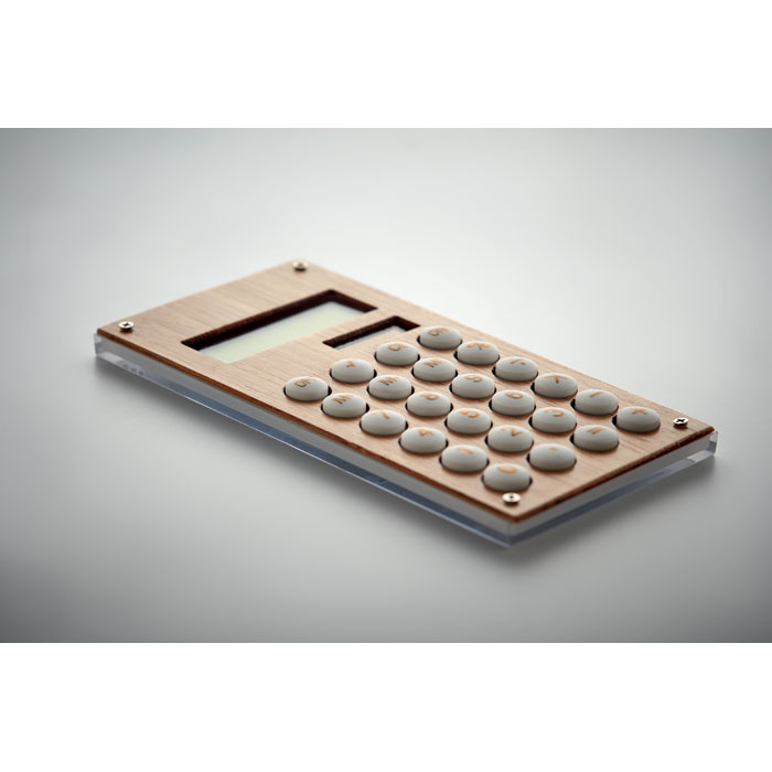 Bamboo wood calculator with 8 buttons