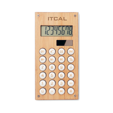 Bamboo wood calculator with 8 buttons