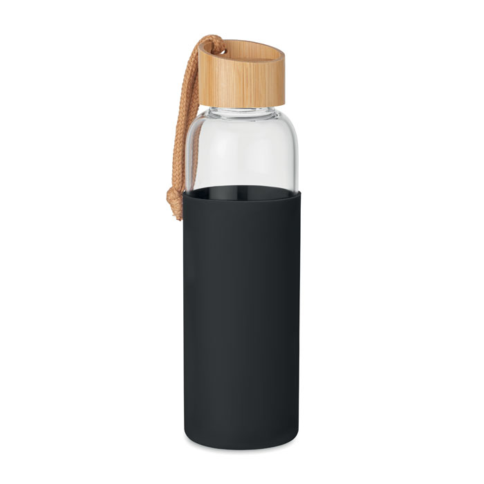 Glass bottle with black silicone case