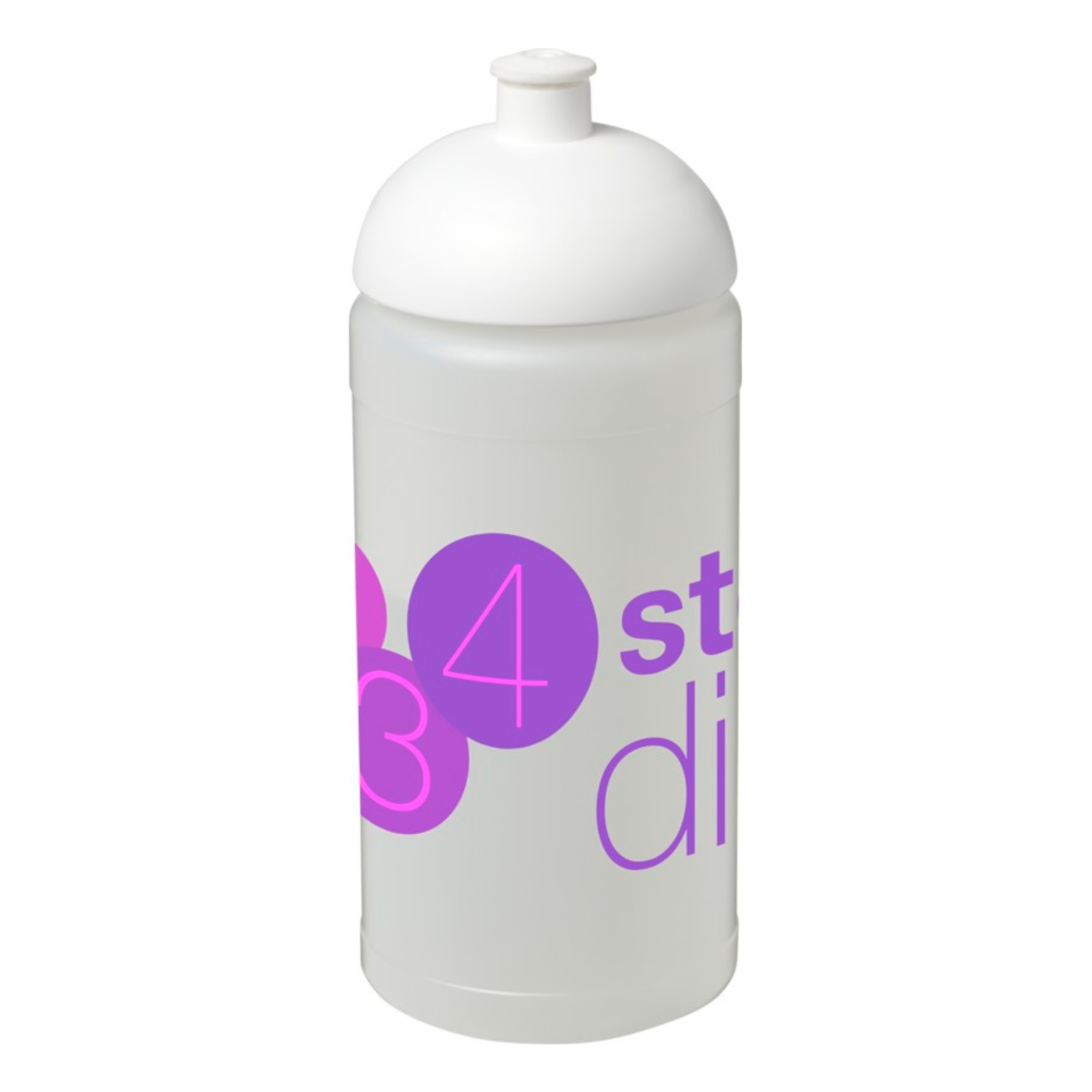 transparent bottle with printed design