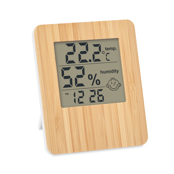 Bamboo Clock with Smooth Surface and Digital Display