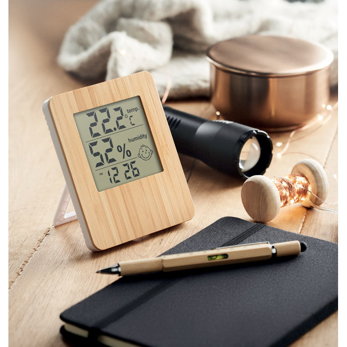 Bamboo Clock with Smooth Surface and Digital Display