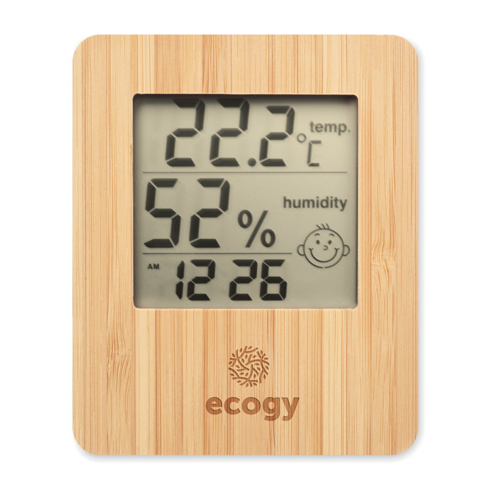 Bamboo Clock with Smooth Surface and Digital Display