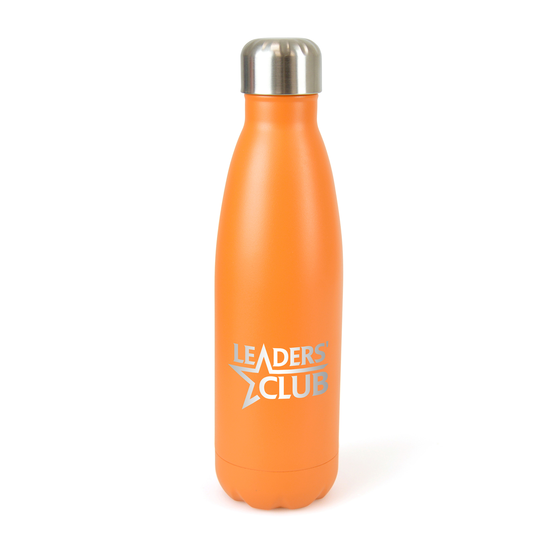 orange metal ashford bottle with print