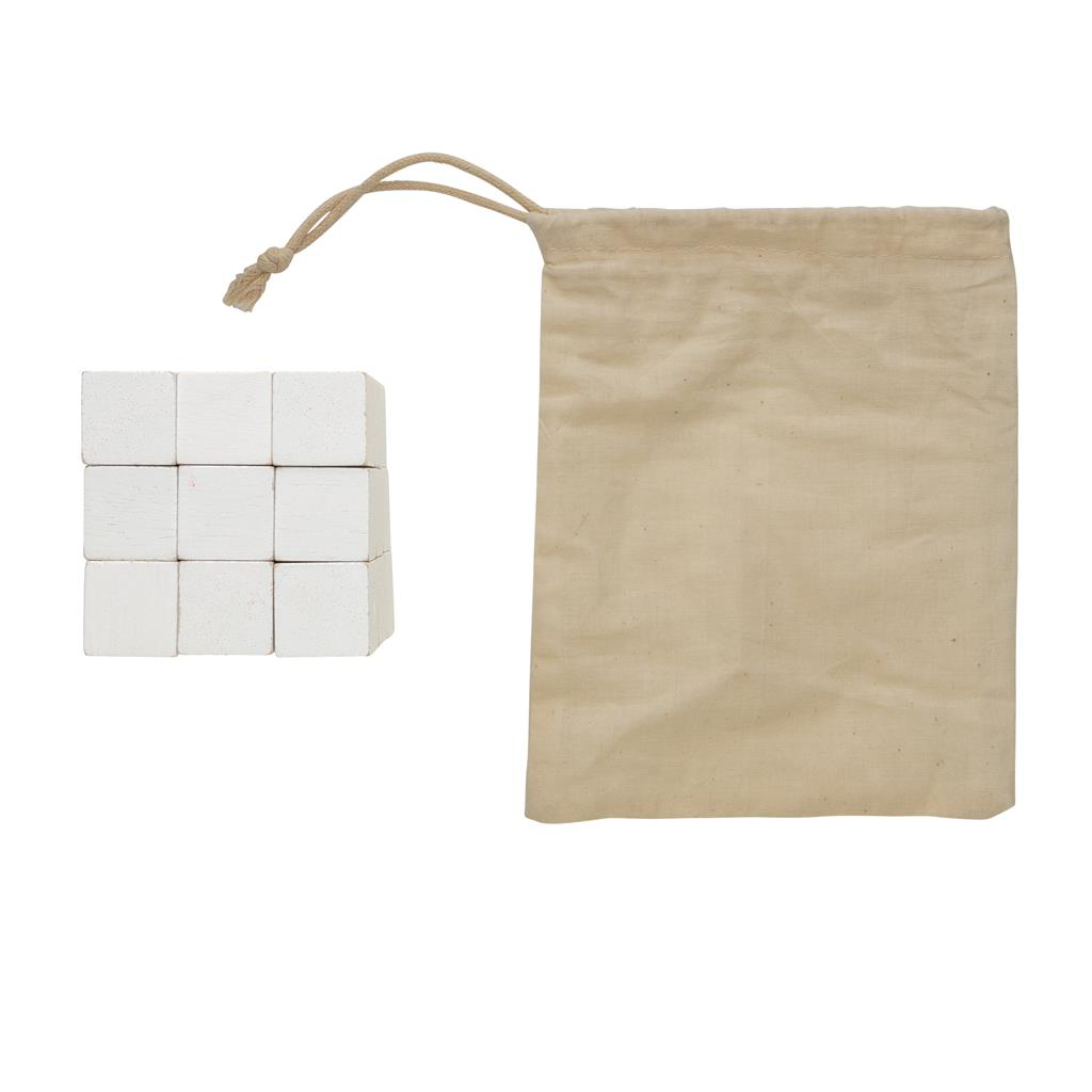Wooden Cube Puzzle in Canvas Pouch