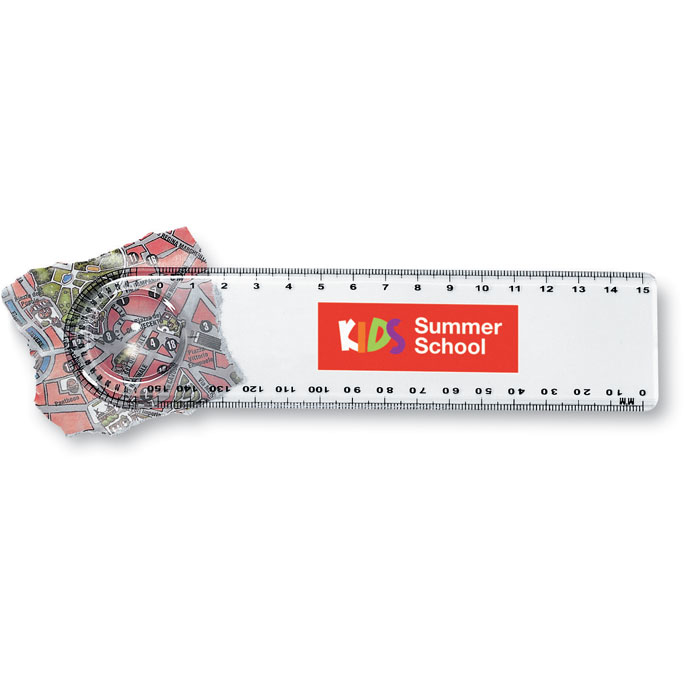 Hard Plastic Ruler, Magnifier and Protractor