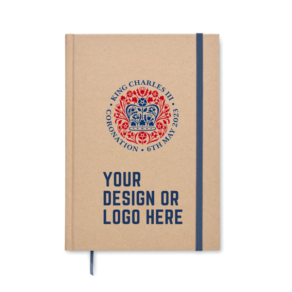 Notebook branded with kings coronation logo recycled notebook