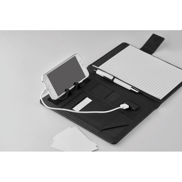 Linen PU A5 Branded Wireless Charging Folder