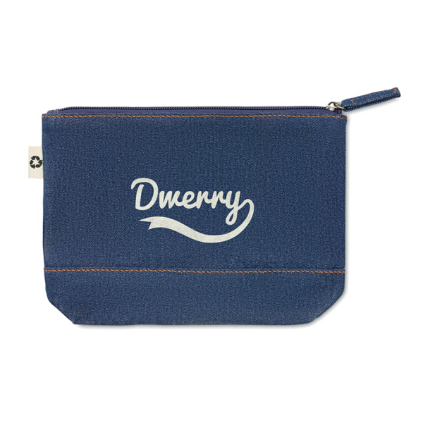 Denim and Cotton Branded Cosmetic Pouch