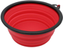Folding dog bowl red with black rim