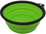Folding dog bowl green with black rim