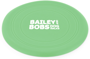Silicon dog frisbee green with white print