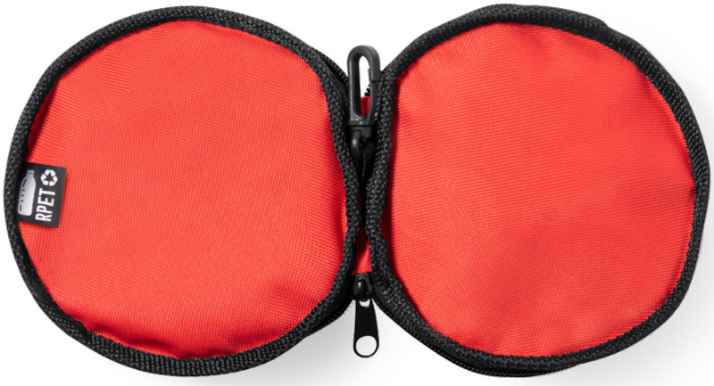 Foldable Dual Pet Bowl in red opened, back