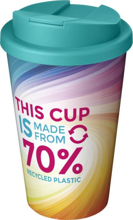 Recycled aqua tumbler with print