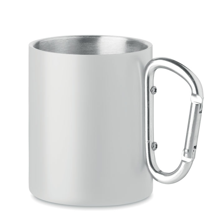 White steel mug