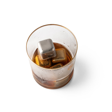 steel cubes in drink