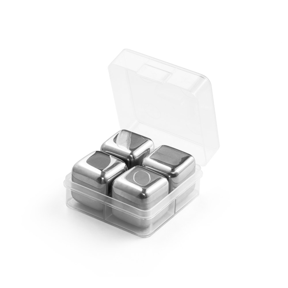 steel cubes in box with open lid
