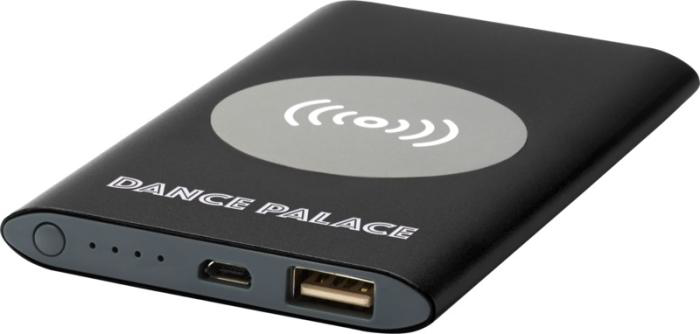 Black Wireless Power Bank with print