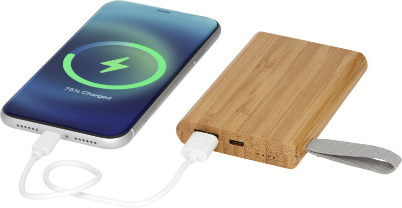bamboo power bank in use