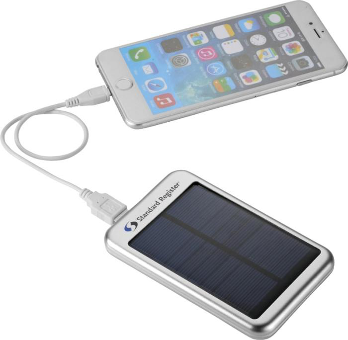 Solar Power Bank with print in use
