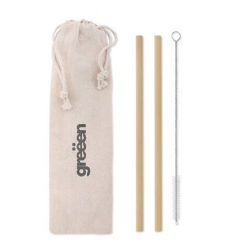 Show details for Reusable Bamboo Straw Set bamboo straw set with print on pouch