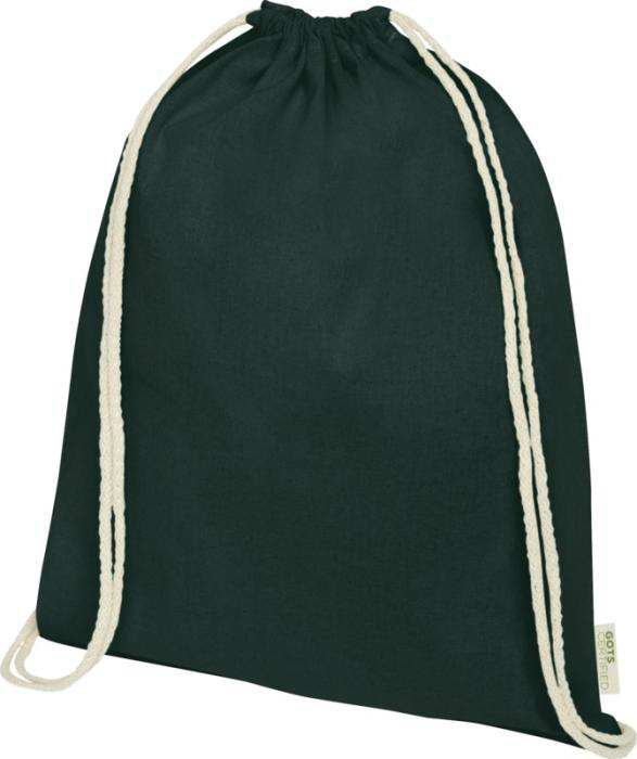 Dark Green drawstring bag made from organic cotton 
