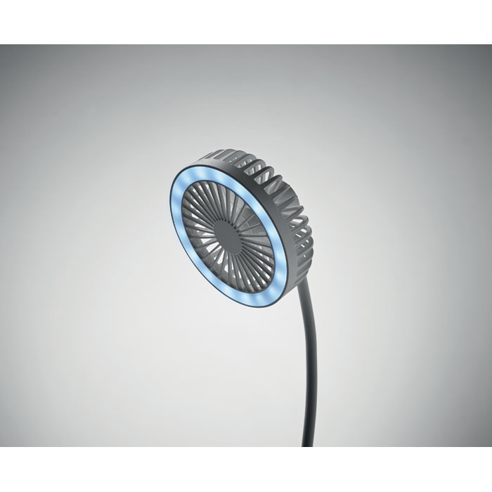 Fan with Wireless Charger in use, LED's on