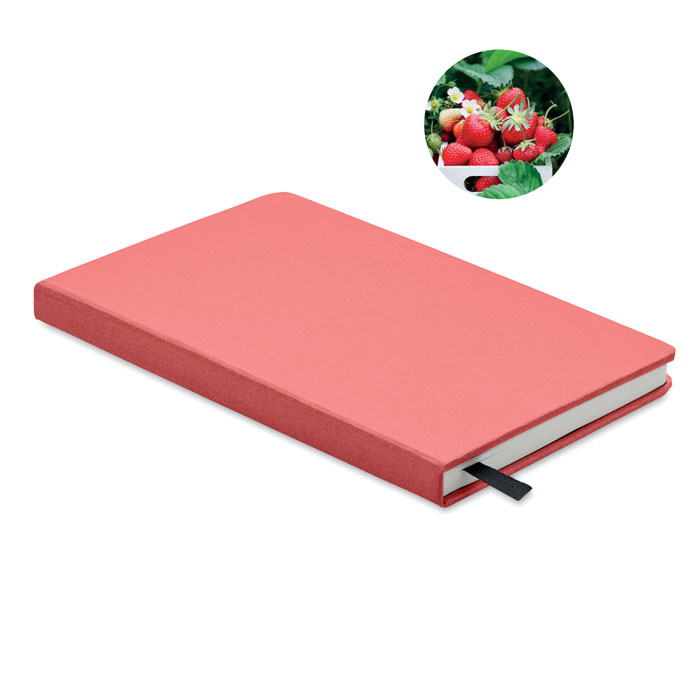 Sustainable Notebook in hardback cover in red (strawberry)
