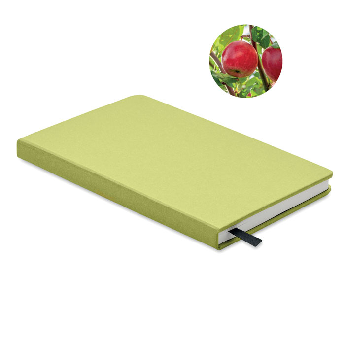 Sustainable Notebook in hardback cover in lime (apple)