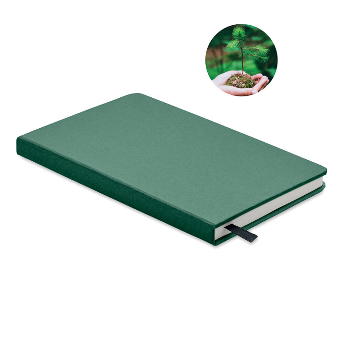 Sustainable Notebook in hardback cover in dark green (pine tree)