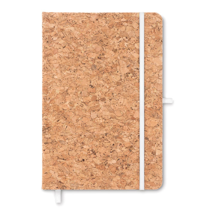 A5 Notebook Hard Cork Cover with white closure strap