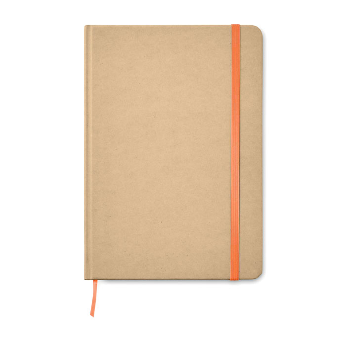 A5 Notebook Recycled carton cover with orange strap