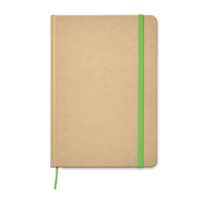 A5 Notebook Recycled carton cover with lime strap