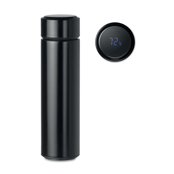 Stainless Steel Flask with touch temperature LED in black