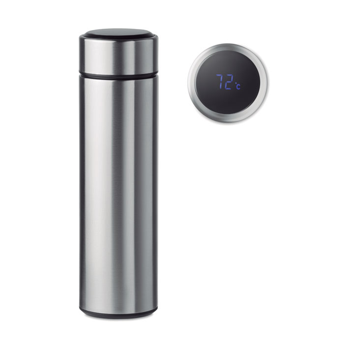 Stainless Steel Flask with touch temperature LED in silver