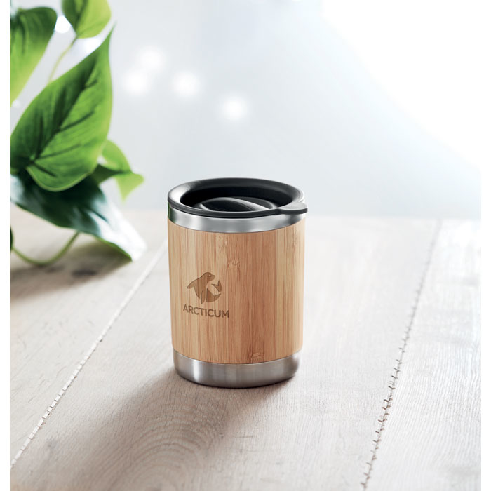 Bamboo and steel tumbler with print