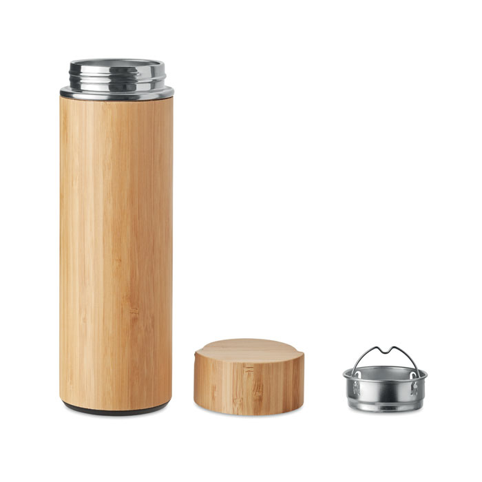 Bamboo and stainless steel double wall flask