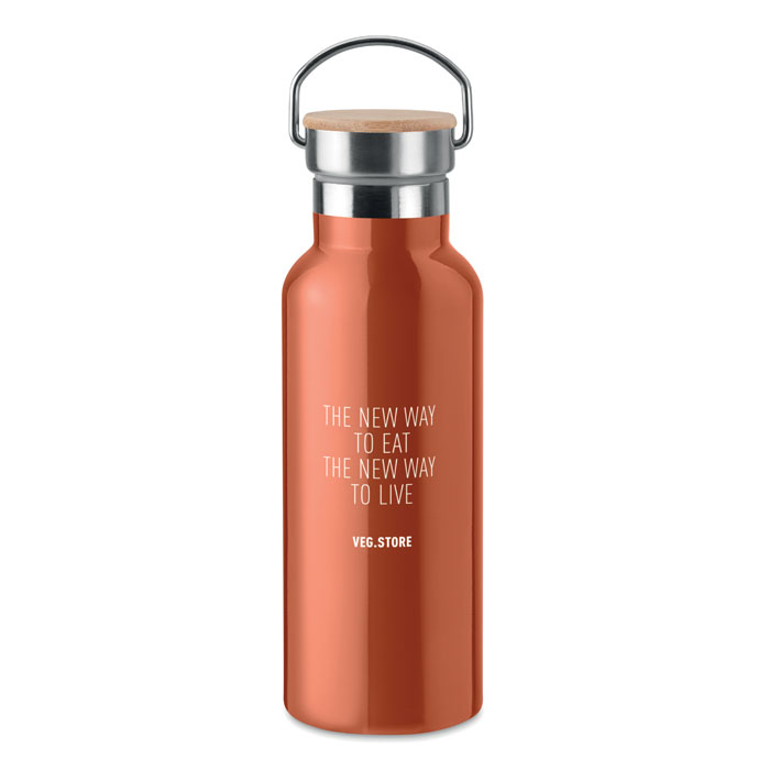 Helsinki Stainless Steel Flask In Orange with print