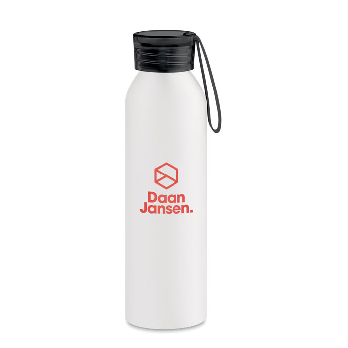 Aluminium Bottle in White with Black Lid