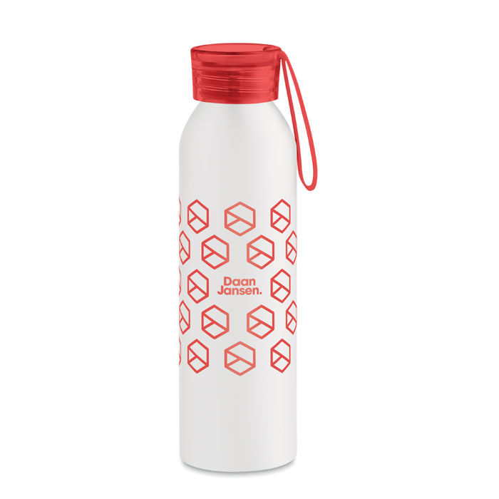 Aluminium Bottle in White with Red Lid